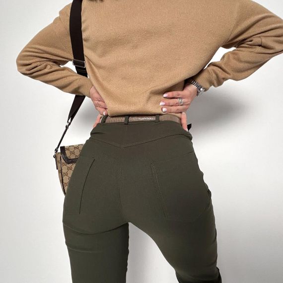 Женские широкие брюки палаццо из джинс-бенгалдина GF01698 цвет хаки, размер 44 | Зображення 2