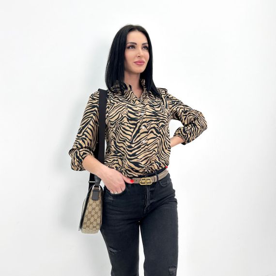 Женская стильная блуза с принтом GF04199 цвет капучино, размер 50/52 | Зображення 2