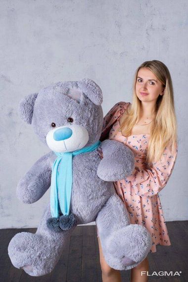 Мишка с латками плюшевый с сердцем Yarokuz Джозеф 140 см Серый | Зображення 1