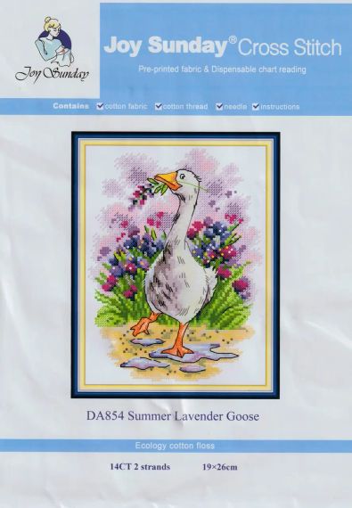 Набір для вишивання за нанесеною на канву схемою "Summer Lavender Goose". AIDA 14CT printed 19*26 см | Зображення 1