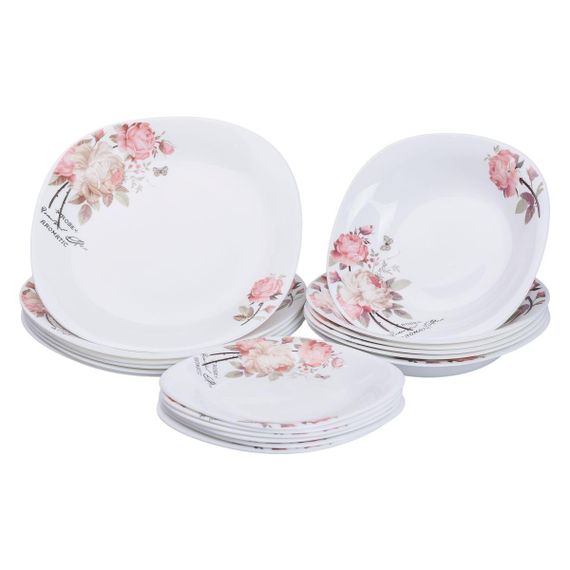 Столовый сервиз фарфоровый на 6 персон 18 тарелок белый HP-7-714 | Зображення 1