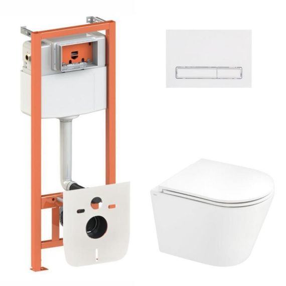 Готове рішення Qtap для ванної кімнати: підвісний унітаз Scorpio Ultra Quiet 520x365x365 + комплект інсталяції Nest 4 в 1