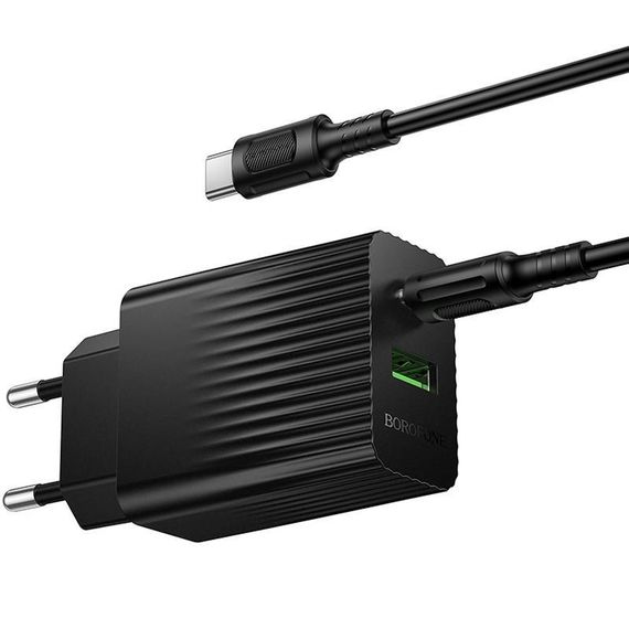 СЗУ Borofone BAS76A Source PD30W+QC3.0 (1USB-A/1C) + кабель Type-C to Type-C Black | Зображення 3