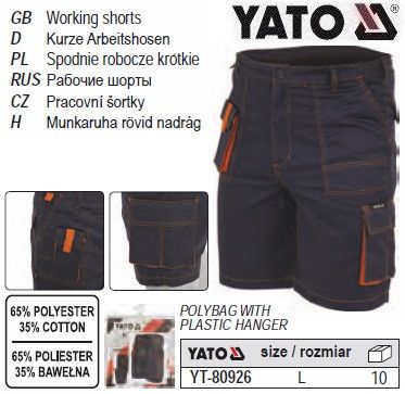 Шорты рабочие YATO Польша размер L 65%-полиэстер 35%-хлопок YT-80926