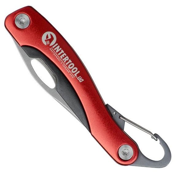 Ніж складаний, ручка з алюмінієвими вставками, карабін INTERTOOL HT-0596 | Зображення 2