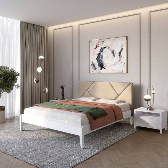 Полуторне дерев'яне ліжко Mebigrand Нью-Йорк ДК Сіро-блакитний (S2010R80B)/Аляска 23 (Бежевий) 120х200 см (MBG-10295)