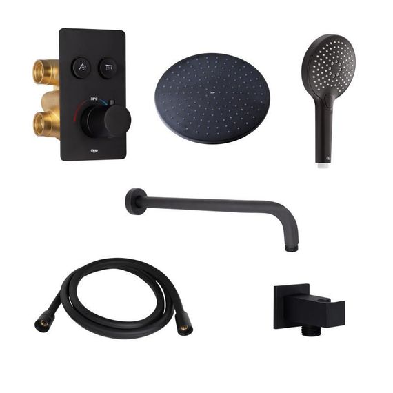 Акційний набір Qtap: Змішувач для душу Votice QTVOT6442T105NKB + Лійка QTHLAVA228O1ZBB+Лійка QTRUCA120O3KBB+Шланг