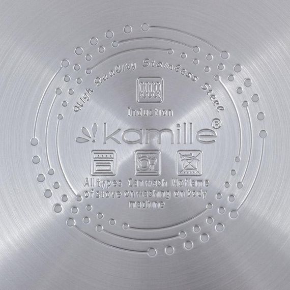 Каструля індукційна Kamille Casserote 4.4л з нержавіючої сталі зі скляною кришкою | Зображення 6