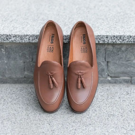 Светлые мужские туфли лоферы Ikos 45  размер | Зображення 1