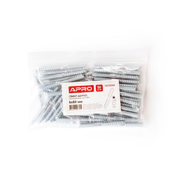Гвинт-шуруп М6x120мм. (шпилька дворізьова) TORX (пач. 25 шт.) APRO 3SO60А21 | Зображення 4
