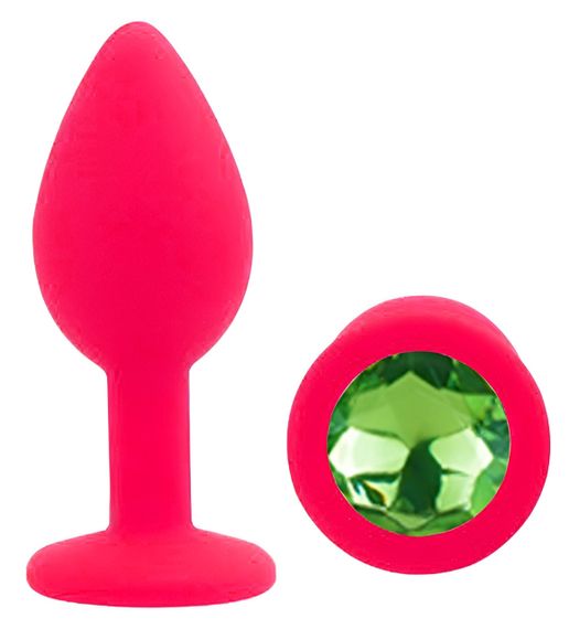 Силіконова анальна пробка EGZO - Silicone Pink Round Plug Green, size S Sex Aura | Зображення 1