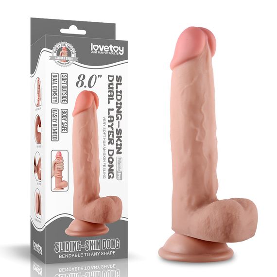Фалоімітатор - Sliding-Skin Dual Layer Dong 8" Flesh Sex Aura