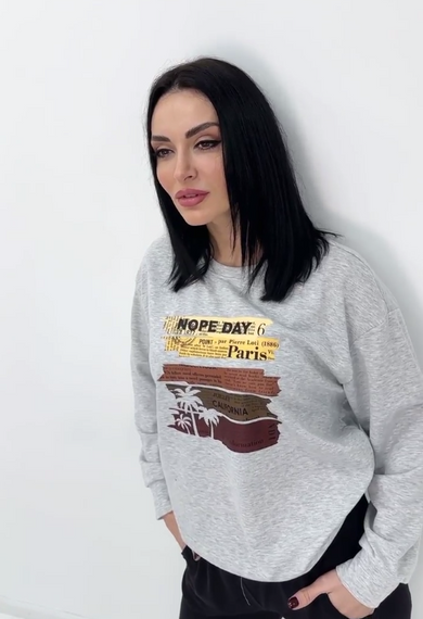 Женский спортивный костюм штаны и свитшот GF07955 цвет серо-черный, размер 54/56 | Зображення 2