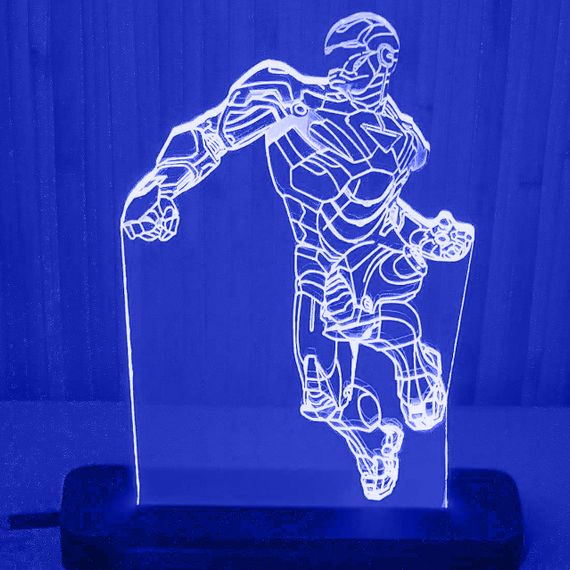 Акриловый светильник-ночник Железный Человек синий tty-n000123