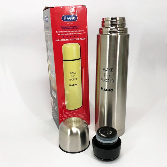Питьевой термос MAGIO MG-1033S 1 л, Термос для чая помповый, Термос для напитков AN-170 на жару | Зображення 1