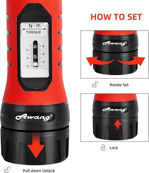 Набір викруток Awang 1/4” Drive Torque Wrench 1-6NM, 36 шт. Набір біт для динамометричної викрутки з шестигранною головкою 1/4”. | Зображення 4