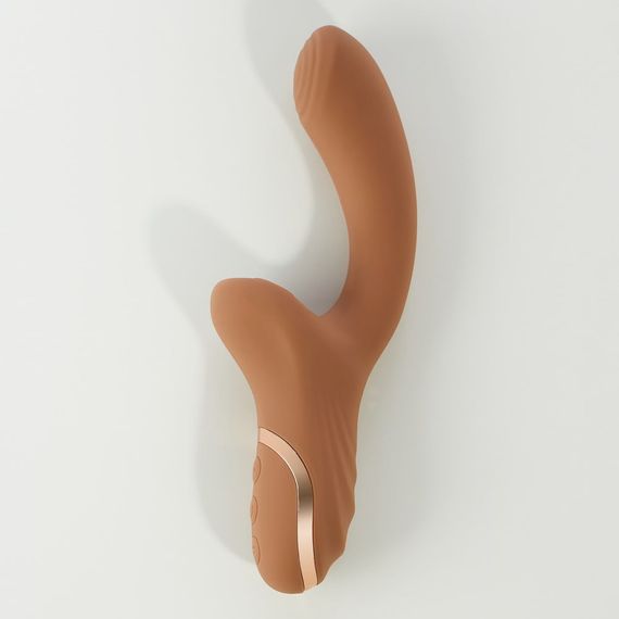 Вібратор для точки G з вакуумним стимулятором клітора Sweet Em Velvet Lure бежевий Sex Aura | Зображення 8