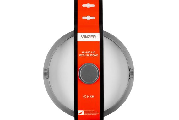 Крышка стеклянная Vinzer 24 см 50250 универсальная с силиконовым ободком для кастрюль и сковород | Зображення 3