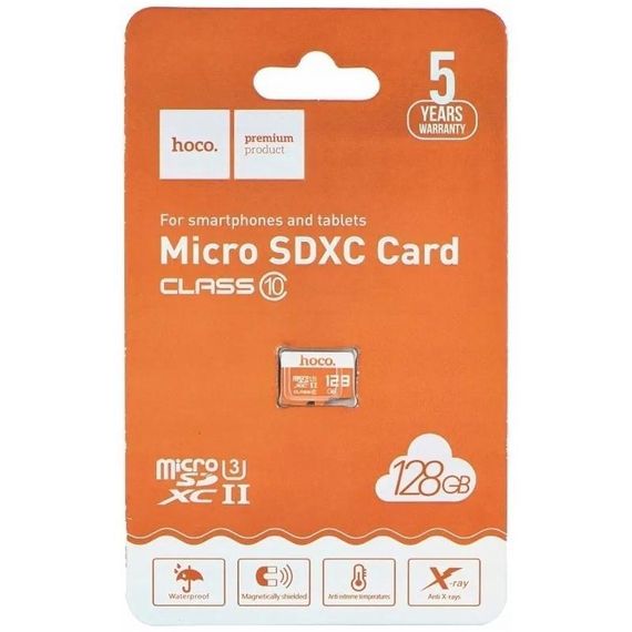 Карта пам'яті Hoco microSDXC Class 10 - 128GB (без адаптера) Orange | Зображення 1