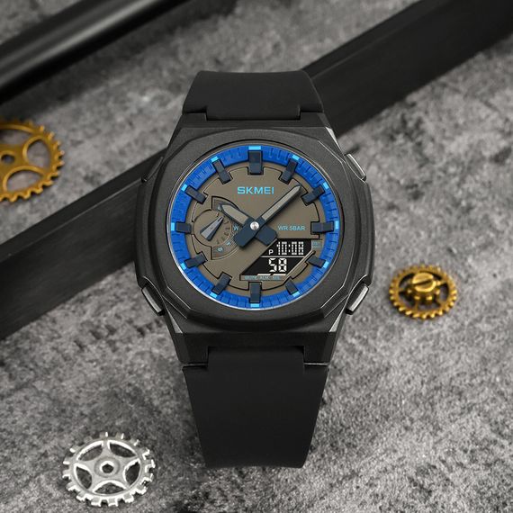 Чоловічий годинник Skmei 2091BKBUBK Black-Blue-Black | Зображення 3