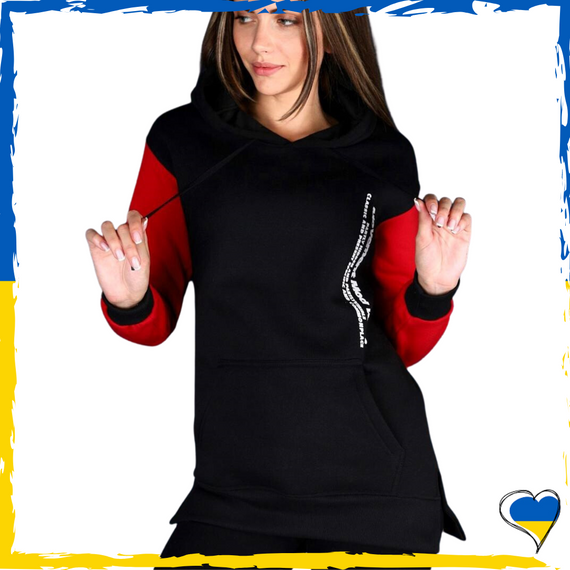 Худі чорне жіноче на флісі. Худі з двунитки. M/L, XL/2XL | Зображення 1