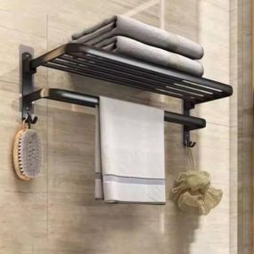 Вешалка полка для полотенец 95*30*20см S1302 Черная