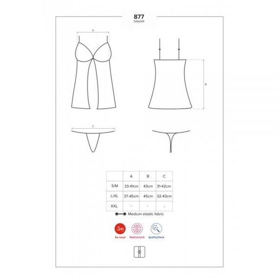 Бебідолл Obsessive 877-BAB - 1 babydoll, Черный, L/XL | Зображення 1