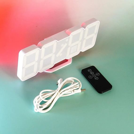 Електронний настільний годинник з будильником та термометром LY 1089 Білий | Зображення 2