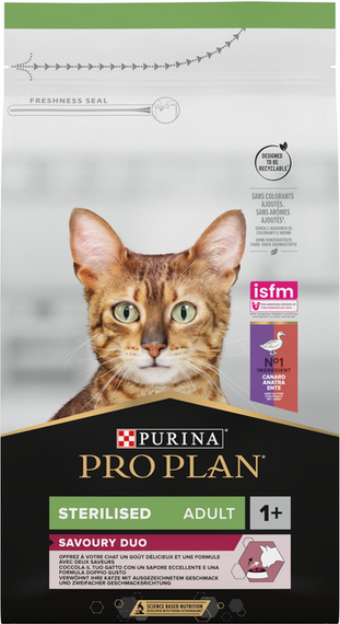 Сухий корм PRO PLAN Sterilised Adult 1+ Savoury Duo для дорослих стерилізованих котів, качка та печінка 1.5кг