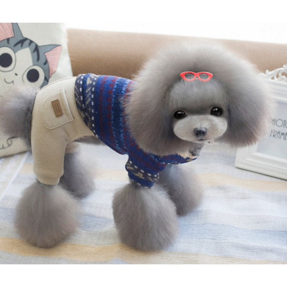 Зимний комбинезон для собак Cheepet "Узорчики" синий | Зображення 2