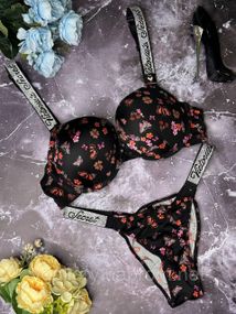 Женское нижнее белье Виктория Сикрет, Сексуальный комплект белья со стразами М, 75B, Черный