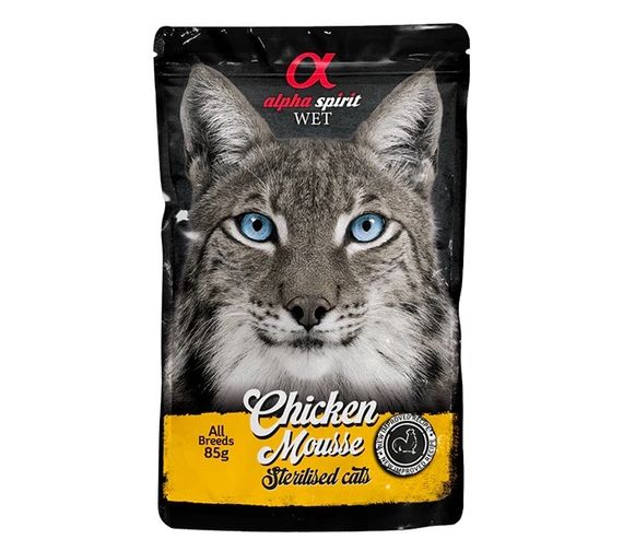 Вологий корм з куркою для стерилізованих котів Alpha Spirit Chicken Mousse Sterilised Cats, 85 гр