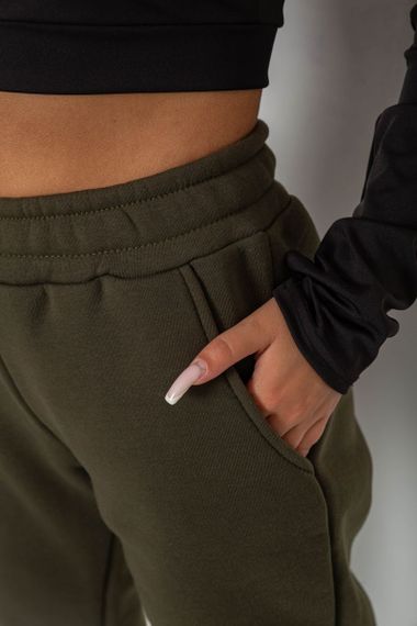 Спортивные штаны женские на флисе, цвет хаки, 238R57012 | Зображення 4