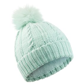 Шапка дитяча для лижного спорту в'язана з помпоном блідо-зелена - ОДИН