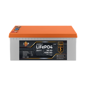 Акумулятор LP LiFePO4 25,6V - 160 Ah (4096Wh) (BMS 150A/75А) пластик LCD для ДБЖ