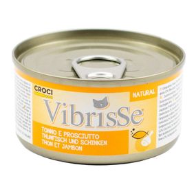 Блок консервованого корму для котів з тунцем і шинкою в соусі Croci Vibrisse 24*70 г