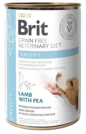 Вологий корм Brit Veterinary Diet для собак при ожирінні та надмірній вазі з ягням 400г