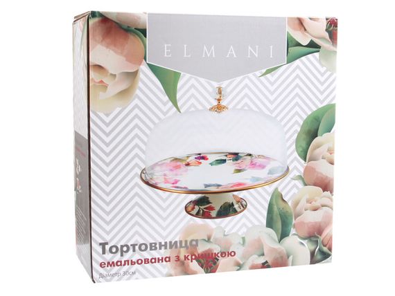 Поднос для торта на ножке Пионы 20см с крышкой | Зображення 2