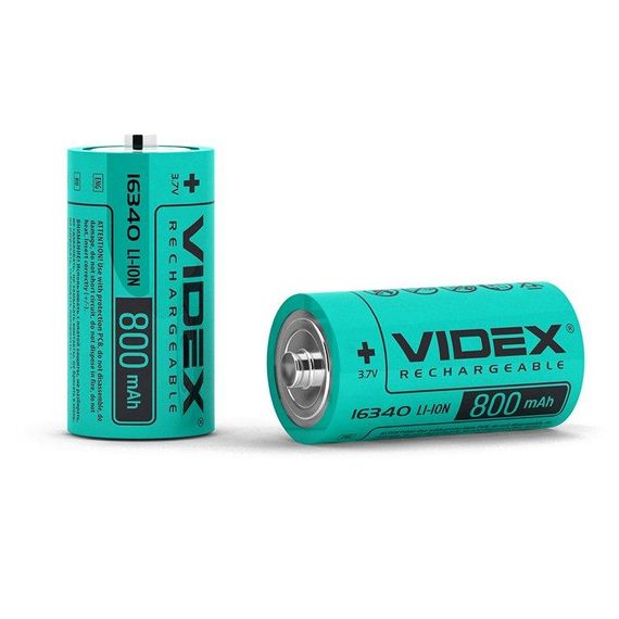 Акумулятор Videx літій-іонний 16340 (без захисту) 800mAh bulk/1шт | Зображення 1