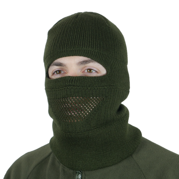 Шапка-балаклава вязаная на флисе олива | Зображення 3
