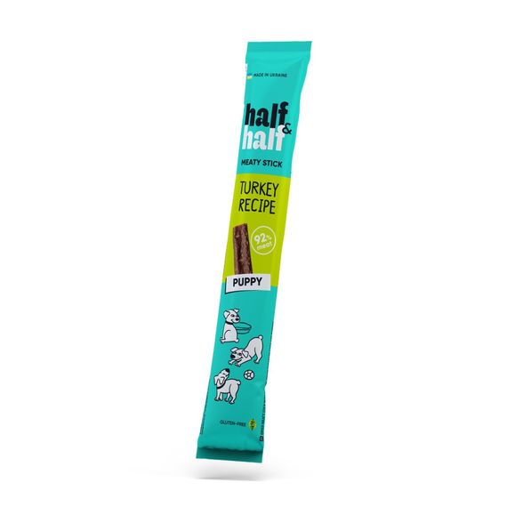 Ласощі Half&Half м’ясна паличка з індичкою, для цуценят, 12 г