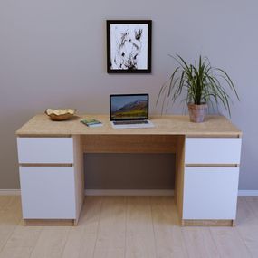 Комп'ютерний стіл СП-106/2 Тиса Меблі 160х60 Дуб сонома/Білий