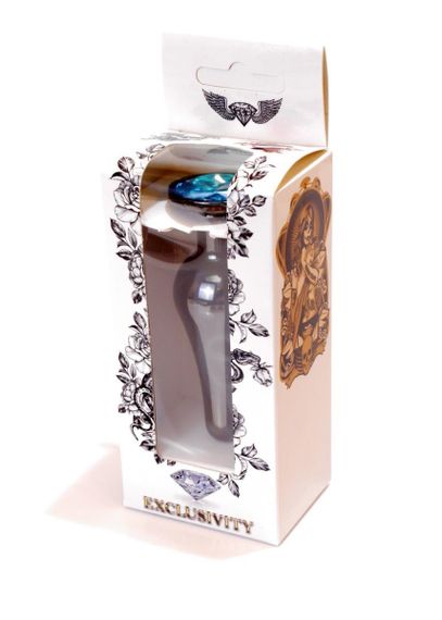 Анальна пробка - Jewellery Dark Silver Long Plug Light Blue sexstyle | Зображення 8