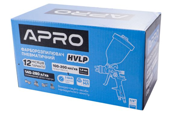Краскопульт пневматический HVLP Apro - 600 мл x 1,3 мм ВБ пластик (850032) | Зображення 3