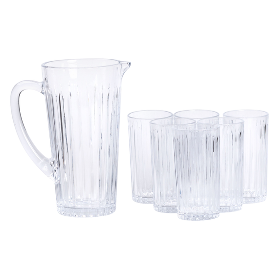 Кувшин 1.2 литра со стаканами 6 штук по 320 мл графин для компота сока воды лимонада HP-19-5
