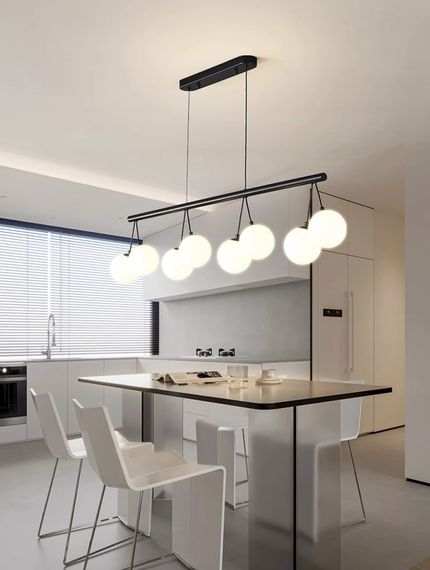 Люстра підвісна на 8 лампочок 27512 Чорний 35-160х23х105 см. | Зображення 9