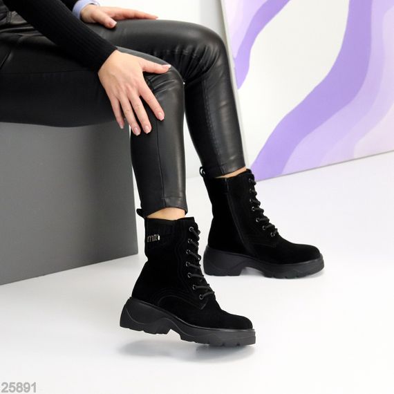 Черные зимние высокие замшевые ботинки берцы доступная цена | Зображення 8