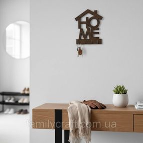 Ключниця настінна вертикальна Home (Будинок) венге на 4 гачки, вішалка тримач для ключів у передпокій з дерева