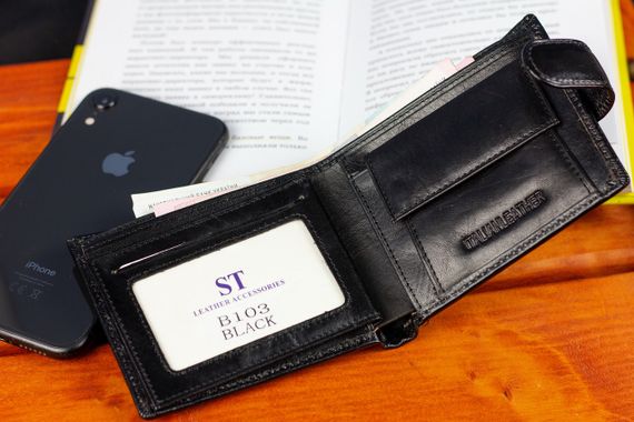 Стильне шкіряне портмоне ST Leather В 103 Чорний | Зображення 7
