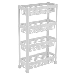 LINE етажерка універсальна на колесах, дизайн в вертикальну смужку (6) (х24 білий)